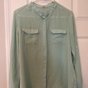 Mint Sheer Blouse Button Up